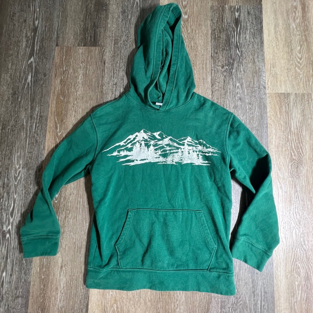 Old Navy Hoodie Kids XL 14-16 Green Mountain Graphic Pullover Sweatshirt